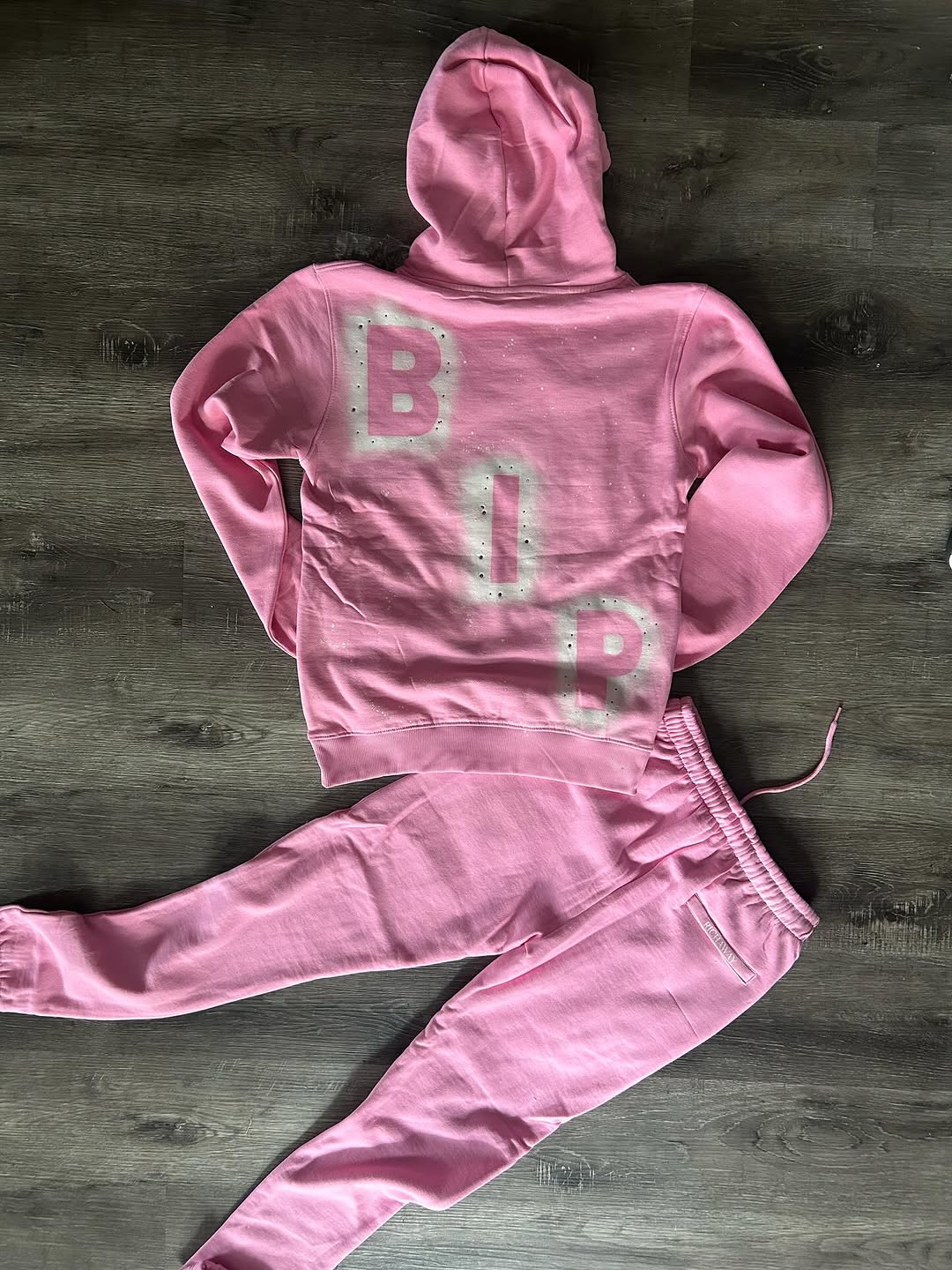 Pink Pullover Sweatsuit w/ rhinestones
